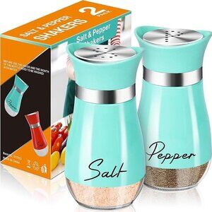 New Salt and Pepper Shakers Set,4 oz Glass Bottom Salt Pepper Shaker